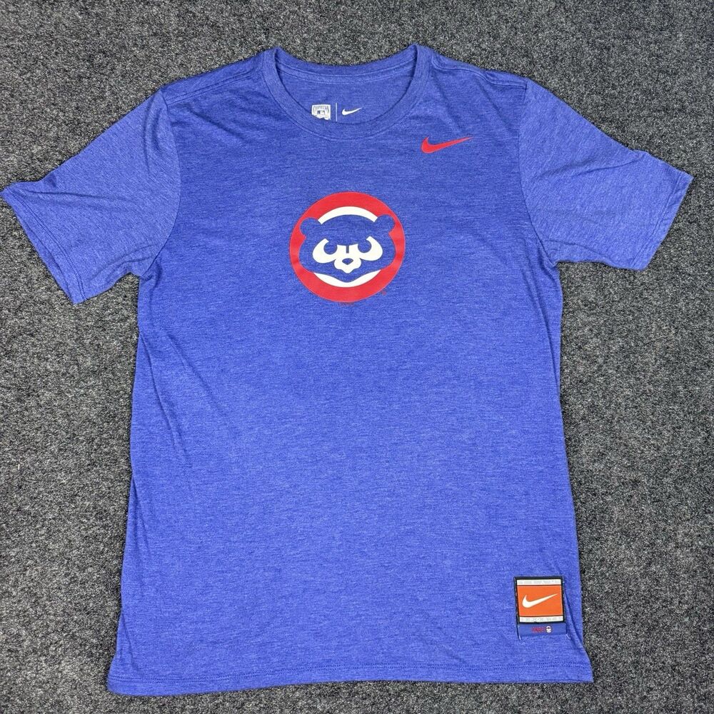 Chicago Cubs Nike Cooperstown Collection Men’s Medium Blue Shirt Bear MLB